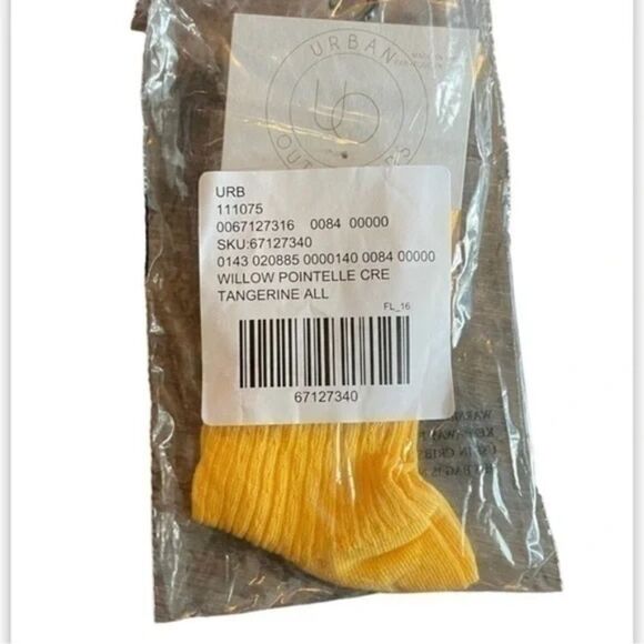 Urban Outfitters Willow Pointelle Crew Socks — Yellow Tangerine - Picture 4 of 4